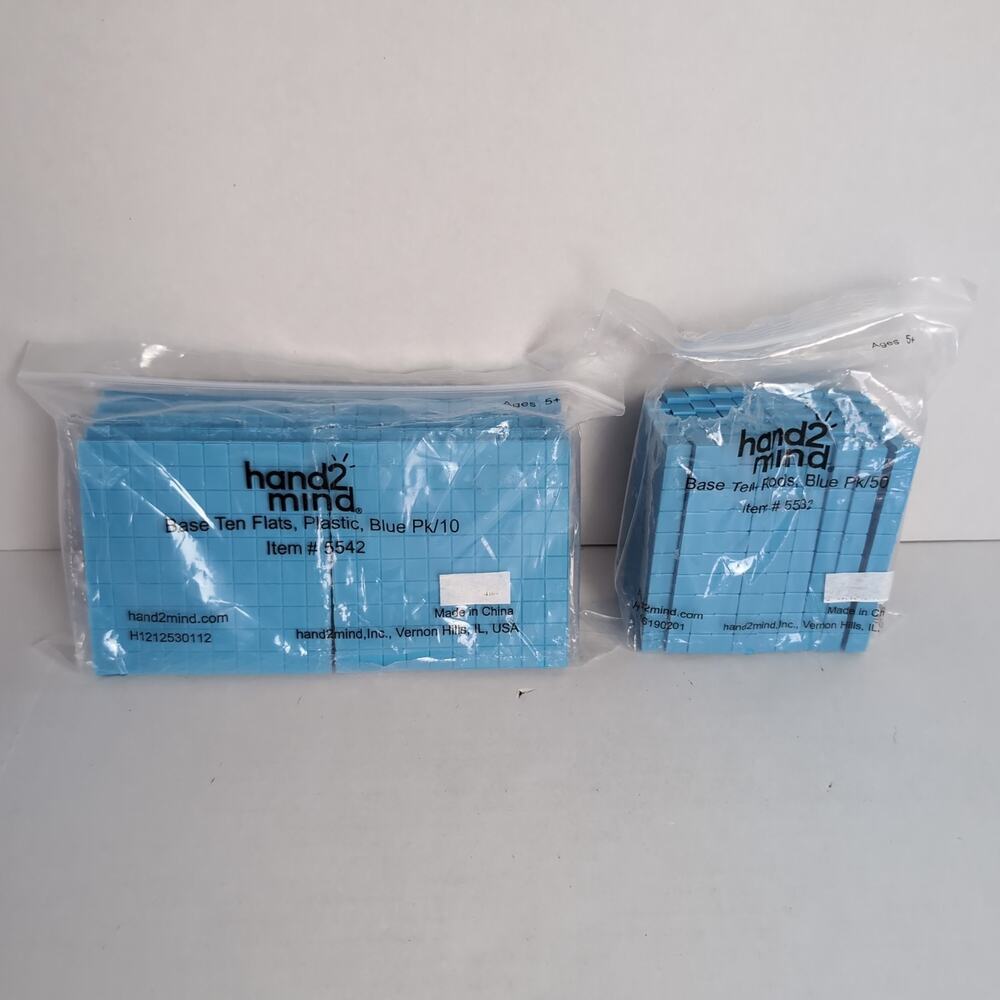 Hand 2 Mind Base Ten Flats Rods Blue Plastic‎ Manipulatives Homeschool 5542 5532